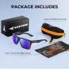 image:imageKastKing Beartrap Polarized Sports Fishing Sunglasses With PuriVex Protective Lens Coating Wayfarer Design Men WomenC Matte Black Frame  Cobalt Mirror