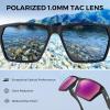 image:imageKastKing Beartrap Polarized Sports Fishing Sunglasses With PuriVex Protective Lens Coating Wayfarer Design Men WomenG Gloss Black Frame  Lavender Mirror