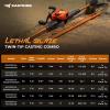 image:imageKastKing Lethal Blaze Twintip Fishing Rod and Reel Combo Spinning amp Baitcaster Combo Flame Pattern Design IM6 Graphite 2Pc Rod with Backup Tip Section StainlessSteel Guides EVA HandleCast74 Hleft Handed 2pcs Extra Tip