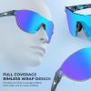 image:imageKastKing Nizini Polarized Sports Fishing Sunglasses With PuriVex Protective Lens Coating Rimless Wrap Design Men WomenB Gloss Navy Blue Demi Frame  Ice Blue Mirror