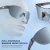 image:imageKastKing Nizini Polarized Sports Fishing Sunglasses With PuriVex Protective Lens Coating Rimless Wrap Design Men WomenC Gloss Smoke Crystal Frame  Granite Mirror