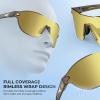 image:imageKastKing Nizini Polarized Sports Fishing Sunglasses With PuriVex Protective Lens Coating Rimless Wrap Design Men WomenD Gloss Tal Dark Olive Frame  Gold Mirror