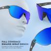 image:imageKastKing Nizini Polarized Sports Fishing Sunglasses With PuriVex Protective Lens Coating Rimless Wrap Design Men WomenE Matte Black Frame  Cobalt Mirror