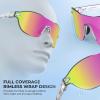 image:imageKastKing Nizini Polarized Sports Fishing Sunglasses With PuriVex Protective Lens Coating Rimless Wrap Design Men WomenH Gloss Crystal Frame  Lavender Mirror