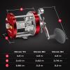 image:imageKastKing Rover Round Baitcasting Fishing Reel Perfect Conventional Reel for Catfish SalmonSteelhead Striper Bass and Inshore Saltwater Fishing Reel Reinforced Metal BodyRed