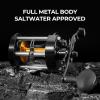 image:imageKastKing Rover Round Baitcasting Fishing Reel Perfect Conventional Reel for Catfish SalmonSteelhead Striper Bass and Inshore Saltwater Fishing Reel Reinforced Metal BodyBlack