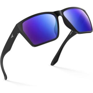 image:imageKastKing Beartrap Polarized Sports Fishing Sunglasses With PuriVex Protective Lens Coating Wayfarer Design Men WomenC Matte Black Frame  Cobalt Mirror