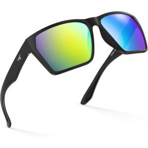 image:imageKastKing Beartrap Polarized Sports Fishing Sunglasses With PuriVex Protective Lens Coating Wayfarer Design Men WomenD Matte Black Frame  Chartreuse Mirror
