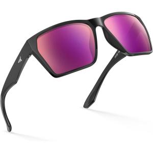 image:imageKastKing Beartrap Polarized Sports Fishing Sunglasses With PuriVex Protective Lens Coating Wayfarer Design Men WomenG Gloss Black Frame  Lavender Mirror