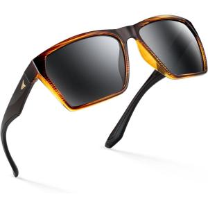 image:imageKastKing Beartrap Polarized Sports Fishing Sunglasses With PuriVex Protective Lens Coating Wayfarer Design Men WomenL Gloss Yellow Demi Frame  Smoke