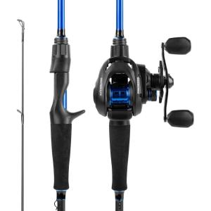 image:imageKastKing Centron Fishing Rod and Reel Combo Spinning amp Baitcasting Combos IM6 Graphite 2Pc Blanks Stainless Steel Guides with Ceramic Rings Contoured EVA Handles amp Fighting ButtCast66 M  Right Handed
