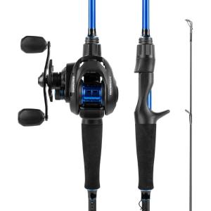 image:imageKastKing Centron Fishing Rod and Reel Combo Spinning amp Baitcasting Combos IM6 Graphite 2Pc Blanks Stainless Steel Guides with Ceramic Rings Contoured EVA Handles amp Fighting ButtCast7 Mh  Left Handed