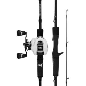 image:imageKastKing Crixus Fishing Rod and Reel Combo High Performance Spinning amp Baitcaster Combo IM6 Graphite 2Pc Blanks Zirconium Oxide Rings SuperPolymer Handle Lightweight Reel with Aluminum SpoolB Cast66 Med Heavy Left Handed2pcs