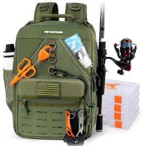 image:imageKastKing KarryAll Fishing Tackle Backpack with Rod Holder 4 Tackle Boxes4026L Tackle Bag Storage Fishing Gear and EquipmentF Medium 26 L  Green