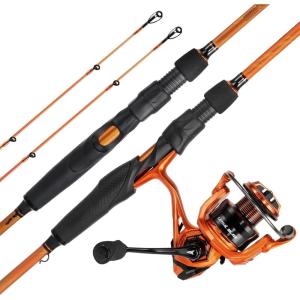 image:imageKastKing Lethal Blaze Twintip Fishing Rod and Reel Combo Spinning amp Baitcaster Combo Flame Pattern Design IM6 Graphite 2Pc Rod with Backup Tip Section StainlessSteel Guides EVA HandleSpin74 Mh3000 Reel 2pcs Extra Tip
