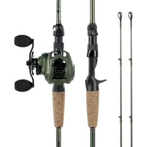 image:imageKastKing Spartacus II TwinTip Fishing Rod and Reel Combo Spinning amp Casting Combo Fishing Poles and Reels Combo KastFlex IM6 Graphite Blanks 2Piece Rods with Extra TipCast68 Mh Left Handed 2 Pcs Extra Tip