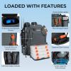 image:imageKastKing Bait Boss Fishing Tackle Backpack with Rod Holders4 Tackle BoxesRain CoverStorage for Fishing GearF Gray Aluminum Back Support System