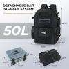 image:imageKastKing BaitSpace Fishing Tackle Backpack with Removable Bait Binder2 Rod Holders Storage Fishing Gear and EquipmentA Black With 4 3600 Tackle Boxes