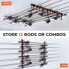 image:imageKastKing SafeGuard Fishing Rod Holder for Garage Wall or Ceiling Mounted Fishing Rod Rack Storage Organizer Fishing Pole Holder Holds 6 Rods or Combos in Less Than 18 InchesBUpgraded w Spooler  2 Pack store 12 rods