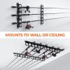 image:imageKastKing SafeGuard Fishing Rod Holder for Garage Wall or Ceiling Mounted Fishing Rod Rack Storage Organizer Fishing Pole Holder Holds 6 Rods or Combos in Less Than 18 InchesC Gray  1 Packstore 6 fishing rods or combos