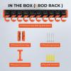image:imageKastKing V10 Pivot Grip Fishing Rod HolderAdjustable SpaceSaving WallMounted Rod Holder 10 PolymerCoated Steel Hooks Expandable Storage System Holds 10 Rod amp Reel Combos 1 PackA Orange1 Pack