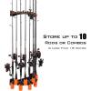 image:imageKastKing V10 Rod Rack with Spooling Station Wall Mounted Fishing RodCombo Rack Holds 10 Combos Line Spooling Tool for Spinning and Casting Reels 2pcs Line Boss IncludedBlack