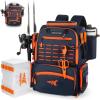 image:imageKastKing Bait Boss Fishing Tackle Backpack with Rod Holders4 Tackle BoxesRain CoverStorage for Fishing GearB Orange