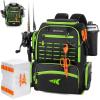 image:imageKastKing Bait Boss Fishing Tackle Backpack with Rod Holders4 Tackle BoxesRain CoverStorage for Fishing GearC Grass Green