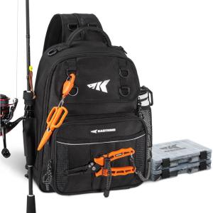 image:imageKastKing BaitSpace Fishing Sling Bag Fishing Backpack with Rod amp Beverage Holder Tackle Bag for Fishing GearH Black  with 2 3600 tackle boxes
