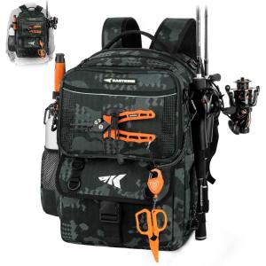 image:imageKastKing BaitSpace Fishing Tackle Backpack with Removable Bait Binder2 Rod Holders Storage Fishing Gear and EquipmentF Black CamoWithout tackle box