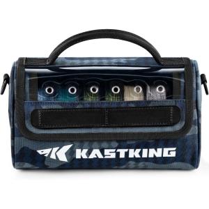 image:imageKastKing BaitSpace Line Management Bag Fishing Line Storage Bag with Water Resistant Nylon Clear View Window Removable Divider Tanglefree Leader Line HolderE BlueLarge