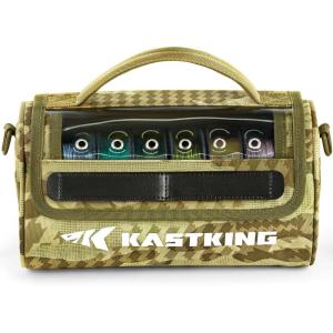 image:imageKastKing BaitSpace Line Management Bag Fishing Line Storage Bag with Water Resistant Nylon Clear View Window Removable Divider Tanglefree Leader Line HolderF KhakiLarge
