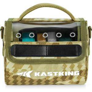 image:imageKastKing BaitSpace Line Management Bag Fishing Line Storage Bag with Water Resistant Nylon Clear View Window Removable Divider Tanglefree Leader Line HolderC KhakiMedium