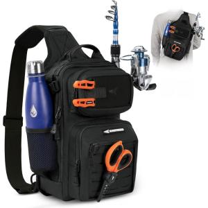 image:imageKastKing BlowBak Tactical Sling Tackle BagLightweight Fishing Backpack Storge Fishing Gear and EquipmentGift for MenC Black14 X 8 X 6 