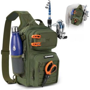 image:imageKastKing BlowBak Tactical Sling Tackle BagLightweight Fishing Backpack Storge Fishing Gear and EquipmentGift for MenE Green14 X 8 X 6