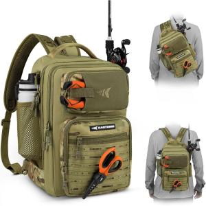 image:imageKastKing BlowBak Tactical Sling Tackle BagLightweight Fishing Backpack Storge Fishing Gear and EquipmentGift for MenF Double Shoulderkhaki Camo169 X 106 X 83