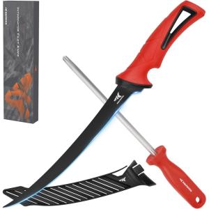 image:imageKastKing Intimidator Bait Knife and Filet Knives UltraSharp G4116 German StainlessSteel Blades Fresh or Saltwater NonSlip Handle Durable Storage Bag and Honing RodD 9 Fillet Knife and Sharpening Steel