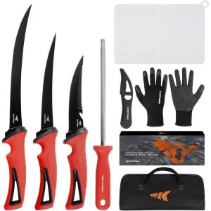 image:imageKastKing Intimidator Bait Knife and Filet Knives UltraSharp G4116 German StainlessSteel Blades Fresh or Saltwater NonSlip Handle Durable Storage Bag and Honing RodB Fish Cleaning Kit