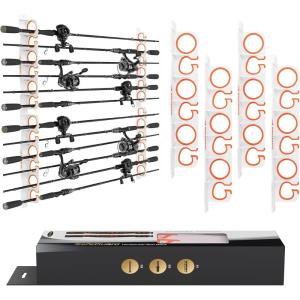 image:imageKastKing SafeGuard Fishing Rod Holder for Garage Wall or Ceiling Mounted Fishing Rod Rack Storage Organizer Fishing Pole Holder Holds 6 Rods or Combos in Less Than 18 InchesD White  2 Packstore 12 fishing rods or combos