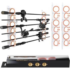 image:imageKastKing SafeGuard Fishing Rod Holder for Garage Wall or Ceiling Mounted Fishing Rod Rack Storage Organizer Fishing Pole Holder Holds 6 Rods or Combos in Less Than 18 InchesD White  1 Packstore 6 fishing rods or combos