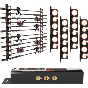 image:imageKastKing SafeGuard Fishing Rod Holder for Garage Wall or Ceiling Mounted Fishing Rod Rack Storage Organizer Fishing Pole Holder Holds 6 Rods or Combos in Less Than 18 InchesA Black  2 Packstore 12 fishing rods or combos