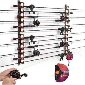 image:imageKastKing SafeGuard Fishing Rod Holder for Garage Wall or Ceiling Mounted Fishing Rod Rack Storage Organizer Fishing Pole Holder Holds 6 Rods or Combos in Less Than 18 InchesBUpgraded w Spooler  2 Pack store 12 rods