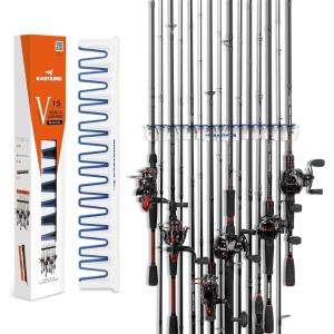 image:imageKastKing V15 Vertical Fishing Rod Holder  Wall Mounted Fishing Rod Rack Store 15 Rods or Fishing Rod Combos in 1725 Inches Great Fishing Pole Holder and RackC 1 Pack  WhiteStore 15 rods
