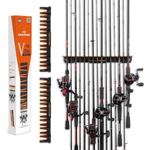 image:imageKastKing V15 Vertical Fishing Rod Holder  Wall Mounted Fishing Rod Rack Store 15 Rods or Fishing Rod Combos in 1725 Inches Great Fishing Pole Holder and RackA 2 Pack  Black Store 30 rods