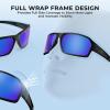 image:imageKastKing Chippewa Polarized Fishing Sunglasses UV400 Protection Full Wrap Frame Sports Cycling Sunglasses 10mm TAC LensesC Matte Black  Smok Frame  Cobalt Mirror