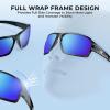 image:imageKastKing Chippewa Polarized Fishing Sunglasses UV400 Protection Full Wrap Frame Sports Cycling Sunglasses 10mm TAC LensesE Gloss Tal Light Gray  Silver Frame  Blue Ocean Mirror