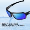 image:imageKastKing Chippewa Polarized Fishing Sunglasses UV400 Protection Full Wrap Frame Sports Cycling Sunglasses 10mm TAC LensesE Gloss Tal Light Gray  Silver Frame  Blue Ocean Mirror