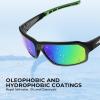 image:imageKastKing Chippewa Polarized Fishing Sunglasses UV400 Protection Full Wrap Frame Sports Cycling Sunglasses 10mm TAC LensesF Gloss Black Frame  Chartruesse Mirror