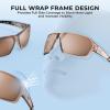 image:imageKastKing Chippewa Polarized Fishing Sunglasses UV400 Protection Full Wrap Frame Sports Cycling Sunglasses 10mm TAC LensesI Gloss Clear Grey Frame  Brown Mirror