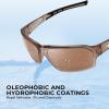 image:imageKastKing Chippewa Polarized Fishing Sunglasses UV400 Protection Full Wrap Frame Sports Cycling Sunglasses 10mm TAC LensesI Gloss Clear Grey Frame  Brown Mirror